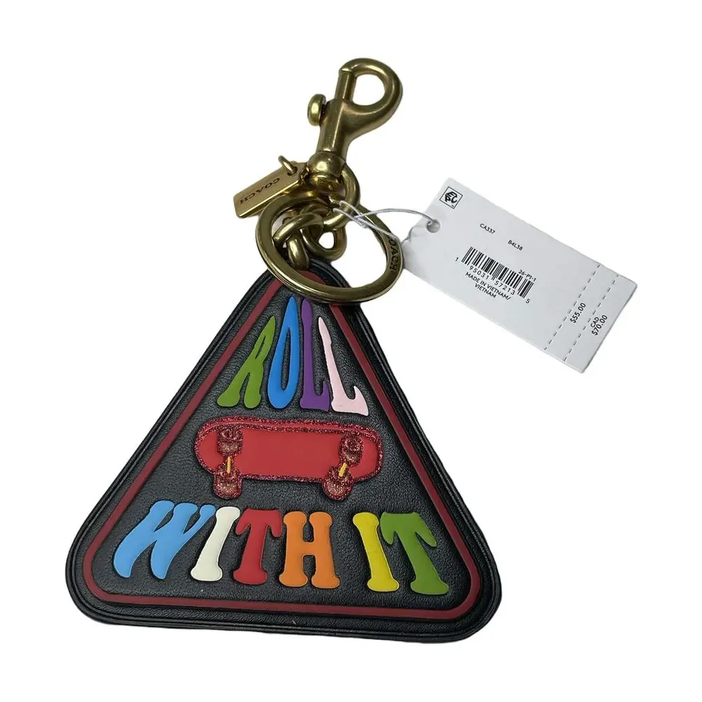 Coach Pride Roll With It Bag Charm in Rainbow Signature Canvas & Leather
